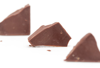 slice of chocolate on a white background