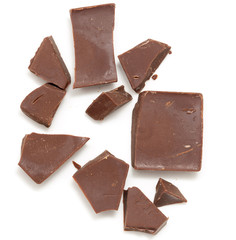 slice of chocolate on a white background