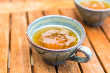 Norman apple cider in a typical ceramic cups