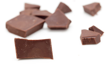 slice of chocolate on a white background