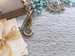 female accessories in the vintage arrangement