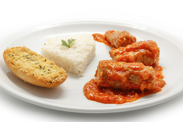 Mackerel in tomato sauce with rice