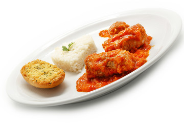 Mackerel in tomato sauce with rice