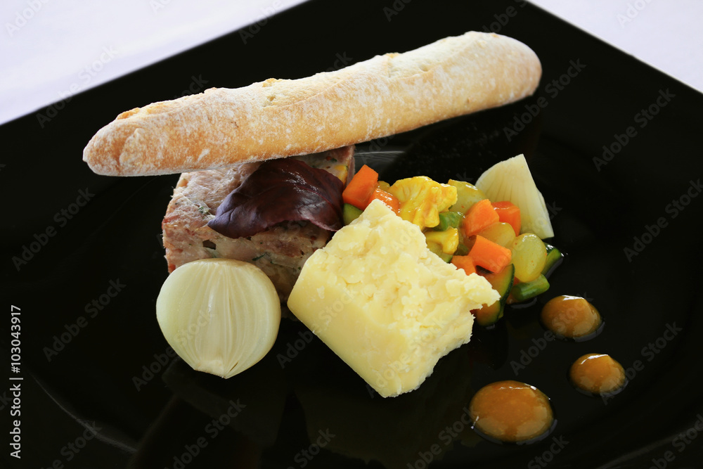 Poster plated gourmet ploughmans lunch