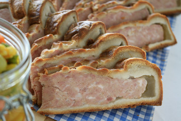 traditional sliced british pork pie
