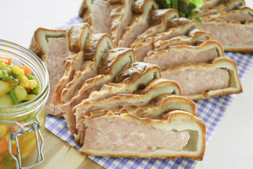 traditional sliced british pork pie