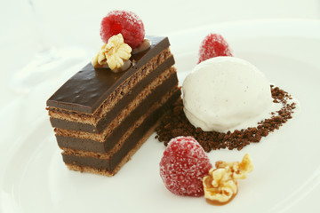 layered chocolate cake dessert