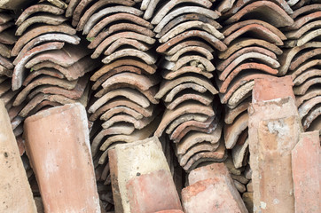 Heap of old greek roof tiles