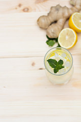 Lemonade with lemon and ginger