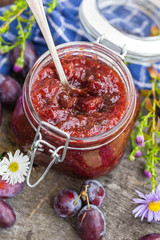 Homemade preserves delicious plum jam