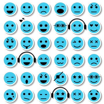 Set of Emoticons. Isolated illustration. Vector EPS10