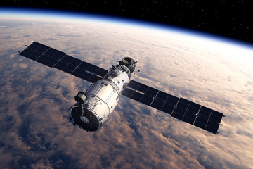 Naklejka premium Space Station Orbiting Earth