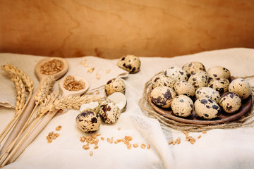 wheat grain in the wooden spoons