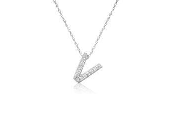 Pretty Initial "V" Necklace with Sparkly Diamonds