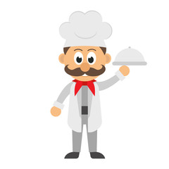 chef cartoon and a plate