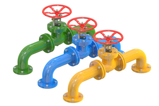 colored pipelines with valves