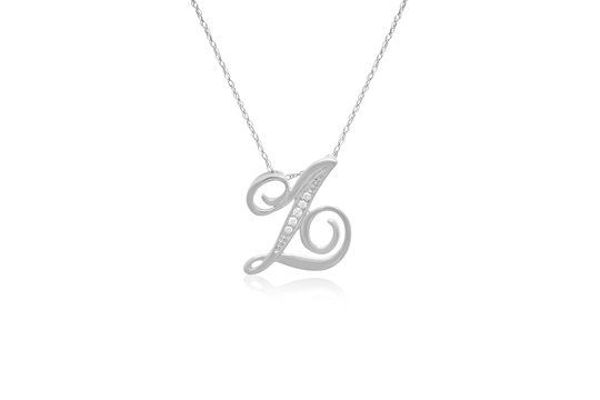 Decorative Initial "Z" Necklace with Flawless Diamonds in Silver 