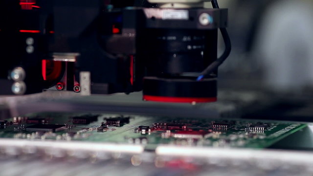 Automated Circut Board machine Produces Printed digital electronic board. Full HD.