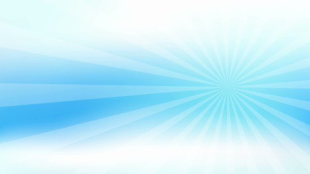 Abstract sunburst on gradient blue sky background loop animation. Middle right glowing radial sunburst effect