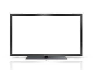 Front shot of plasma tv screen isolated on white background