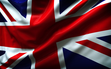 Beautiful flag of the United Kingdom waving in the wind
