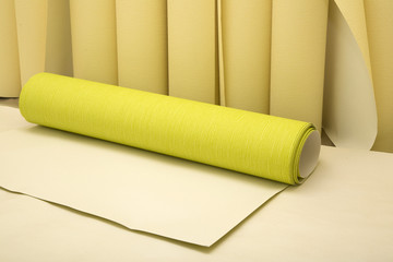Rolls of wallpaper before applying on the wall