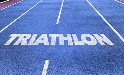 Triathlon written on running track