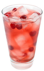 Cocktail with cranberry juice and ice cubes