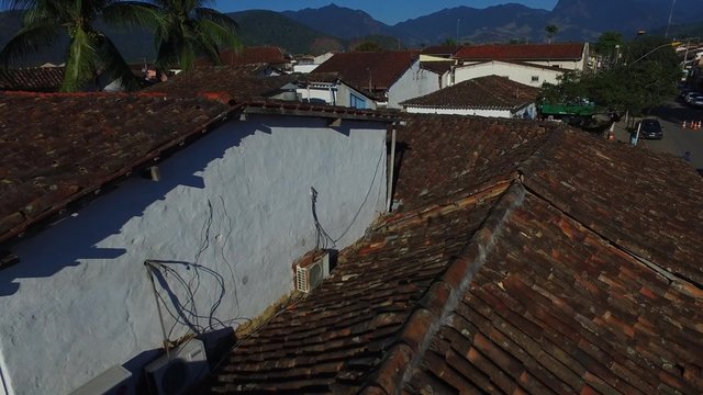 Aerial view antique architecture and street in the city of Paraty - Rio de Janeiro - Brazil