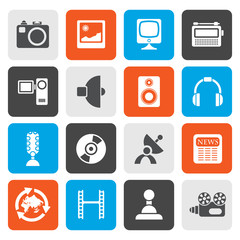 Flat Media and household  equipment icons - vector icon set 