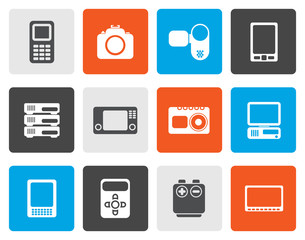 Flat technical, media and electronics icons - vector icon set