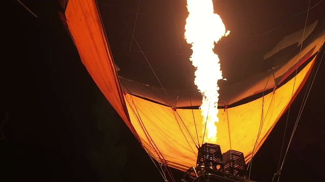 Hot air balloon burner used as it heats up the air within balloon envelope.