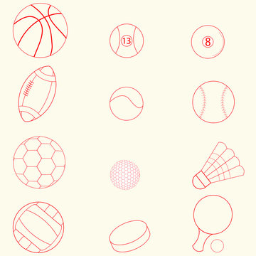 Sport icons line design