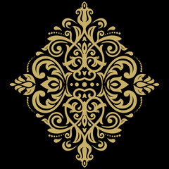 Oriental golden pattern with arabesques and floral elements. Traditional classic ornament