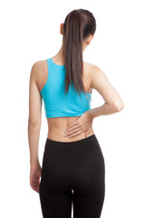 Asian healthy girl got back pain