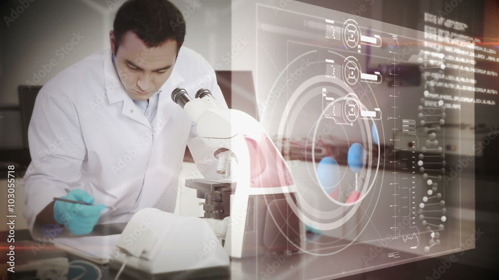 Aufkleber Scientist looking in a microscope