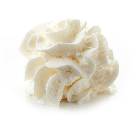 whipped cream on white background