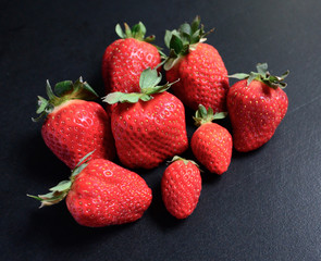 Strawberries on blackboard