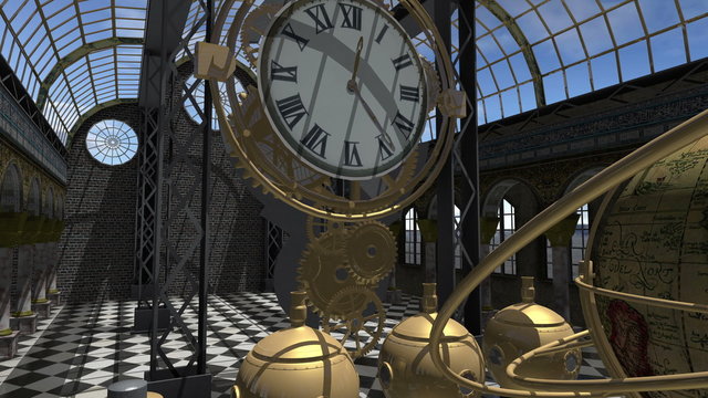Time machine animated in Steam Punk style 4K