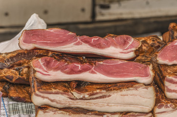 Smoked meat on the market