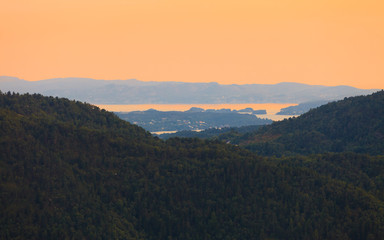 Fototapeta premium landscape sunset scenery, Norway fjord
