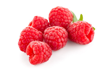 Raspberries with leaves