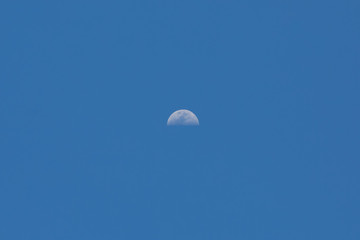 The moon in blue sky on a day