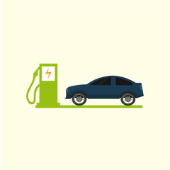 Electric Vehicle icons over color background