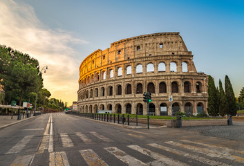 Fototapeta na wymiar Sunrise at Colosseum , Rome , Italy