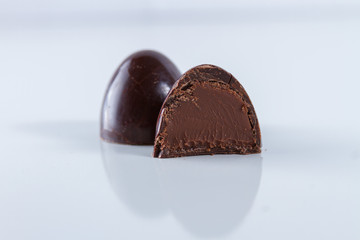 chocolate truffles on white