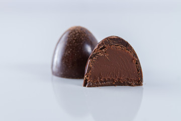 chocolate truffles on white