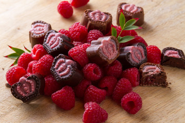raspberry truffles made by chocolatier