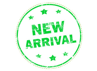 New arrival on green  grunge rubber stamp