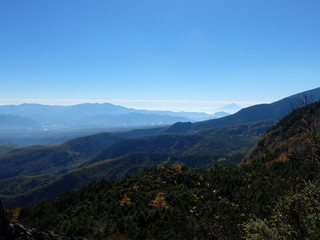 Naklejka premium にゅう 山頂からの眺め 山頂 空